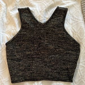 Black Gold Sparkle Knit Crop Top (size M)